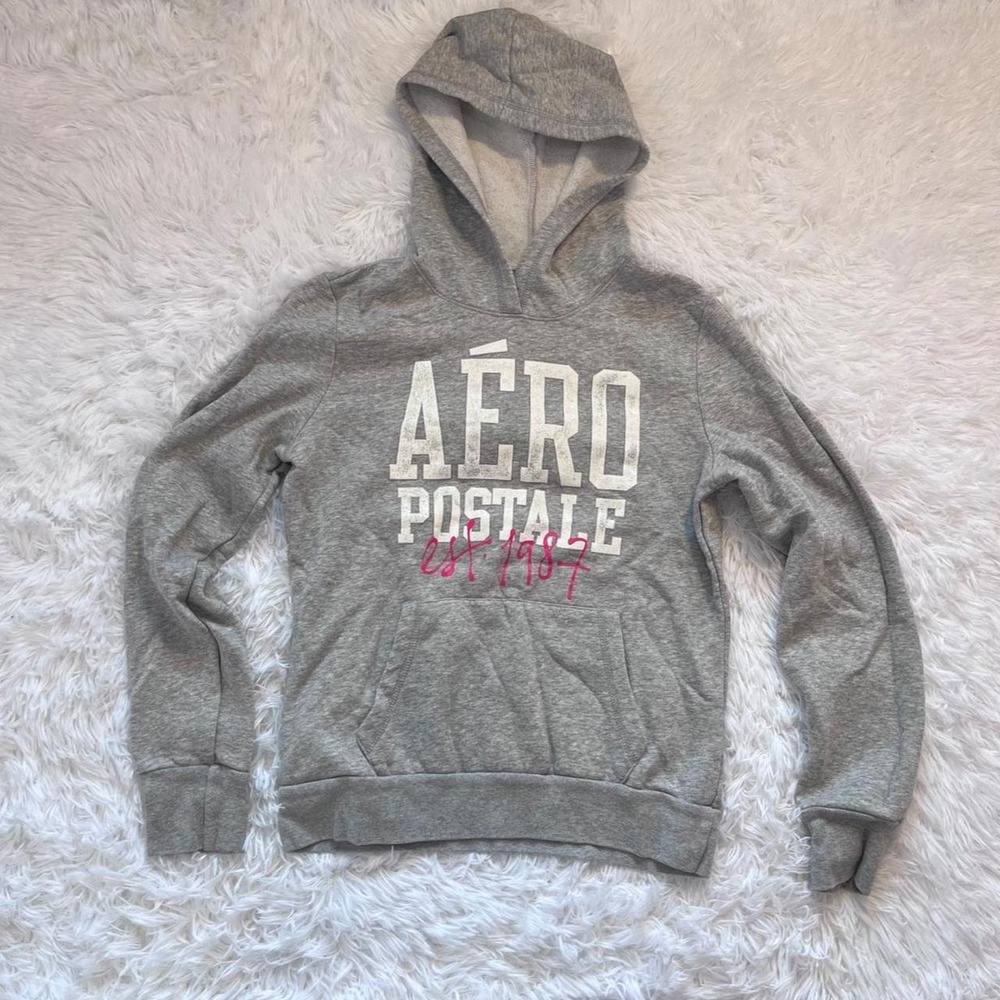 y2k aeropostale gray graphic hoodie large